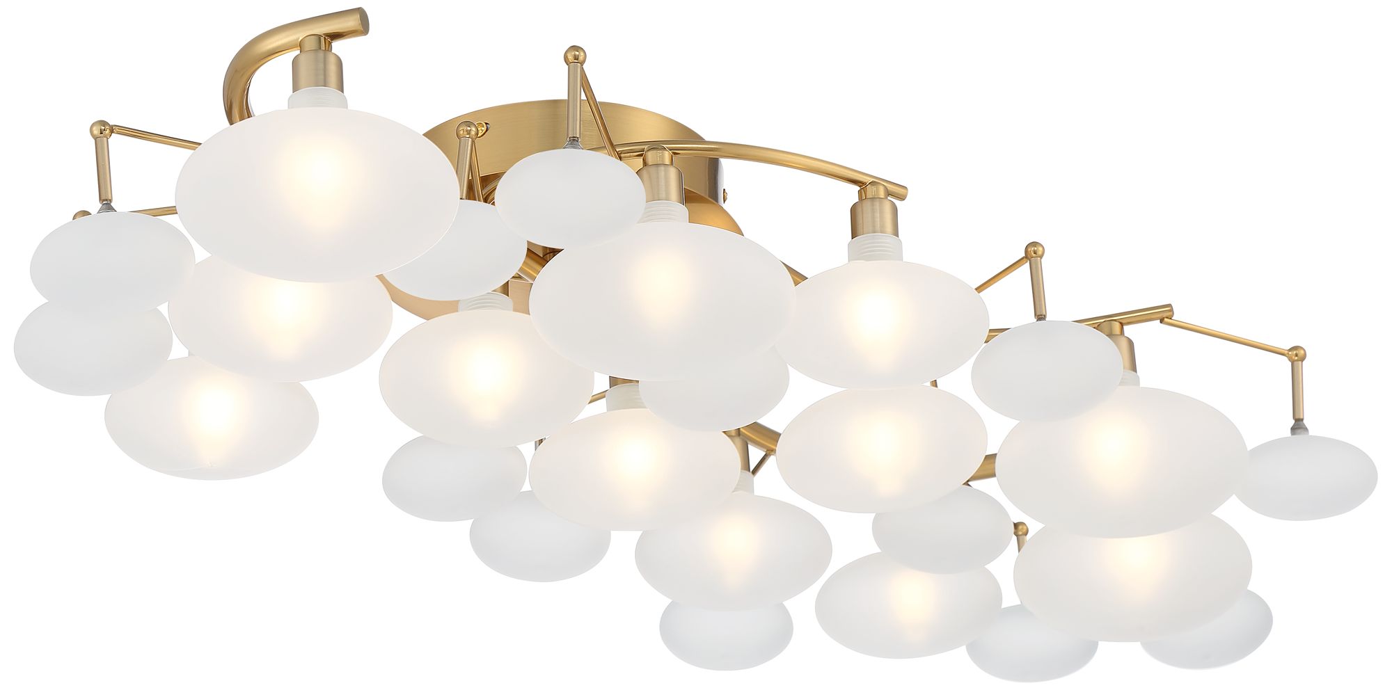 Watch A Video About the Possini Euro Lilypad Warm Brass Frosted Glass Ceiling Light