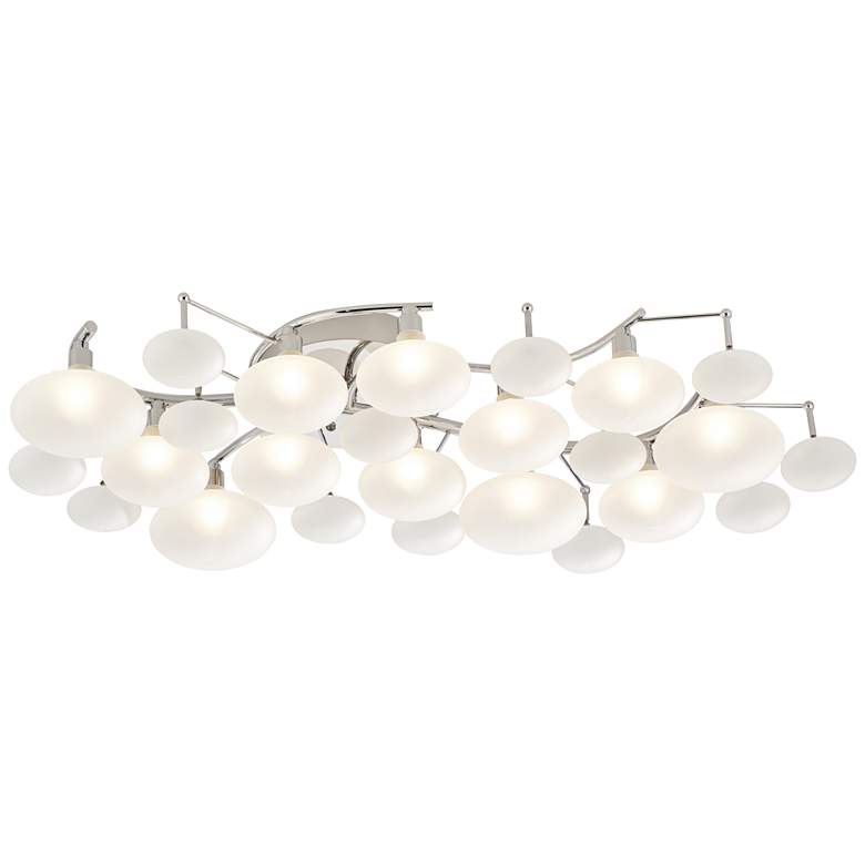Image 2 Possini Euro Lilypad 30 inch Wide Chrome Frosted Glass Ceiling Light