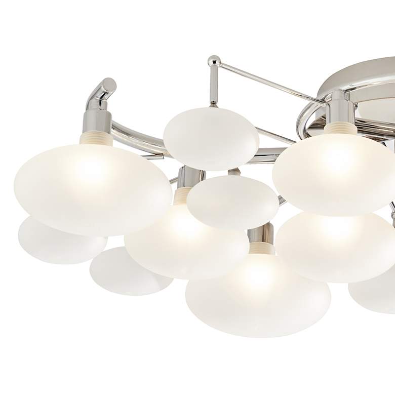 Image 4 Possini Euro Lilypad 30 inch Wide Chrome Frosted Glass Ceiling Light more views