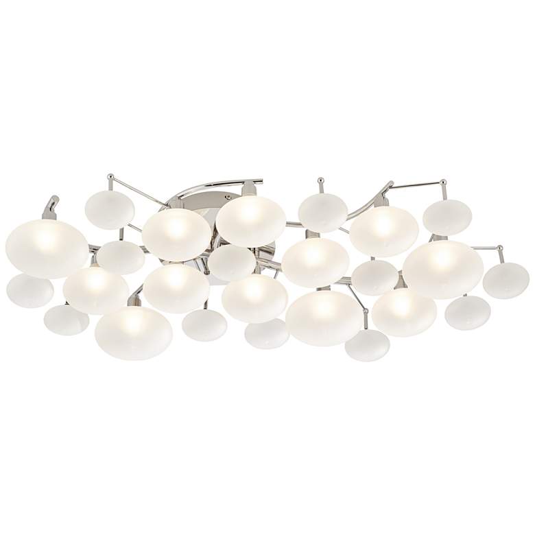 Image 5 Possini Euro Lilypad 30 inch Wide Chrome Frosted Glass Ceiling Light more views