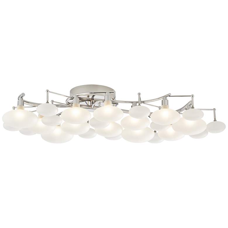 Possini Euro Lilypad 30 inch Wide Chrome Frosted Glass Ceiling Light more views