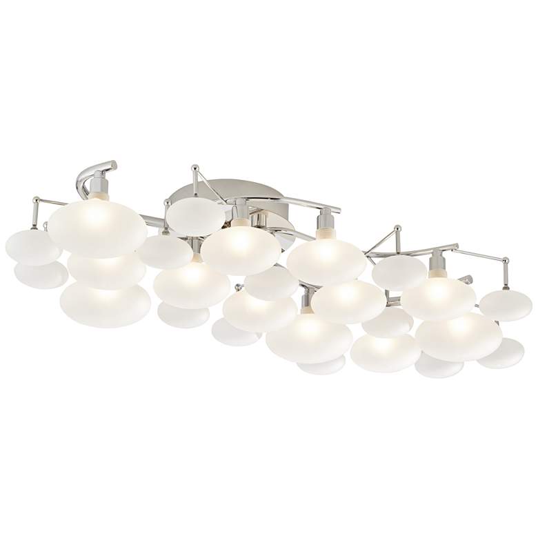 Image 7 Possini Euro Lilypad 30" Wide Chrome Frosted Glass Ceiling Light more views