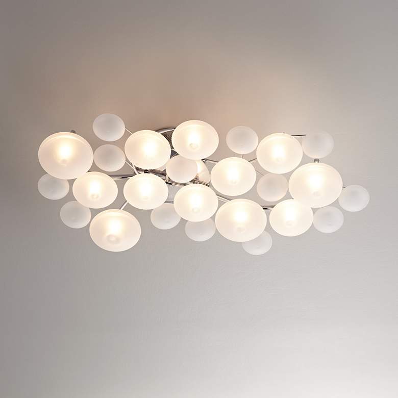 Image 1 Possini Euro Lilypad 30" Wide Etched Glass Ceiling Light