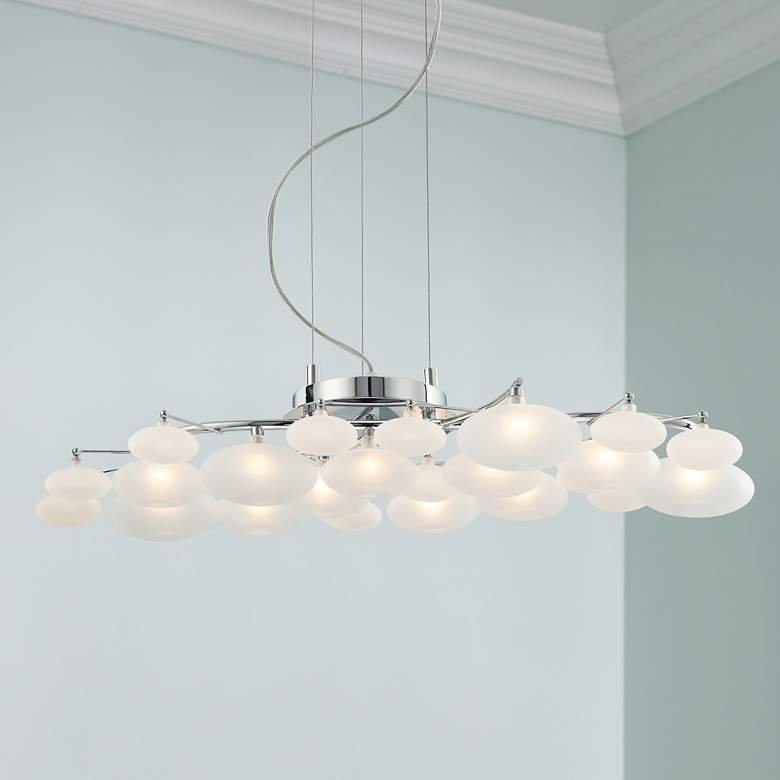 Image 1 Possini Euro Lilypad 30" Wide Etched Glass Modern Chandelier