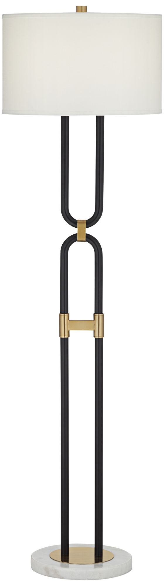 Possini Euro Lincoln 64" Black and Brass Double-U Modern Floor Lamp