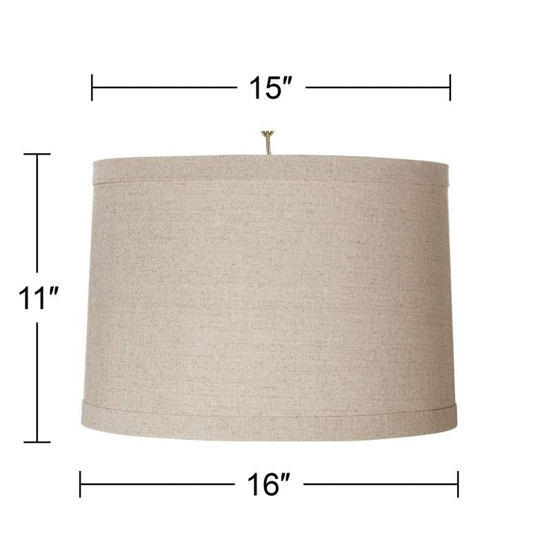 Image 4 Possini Euro Linen Drum 16 inch Wide Antique Brass Shaded Pendant Light more views