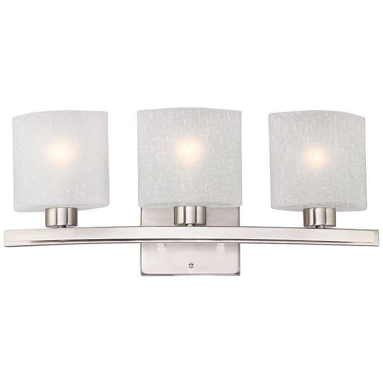 Image 2 Possini Euro Linen Glass 23 1/2"W Brushed Nickel Bath Light