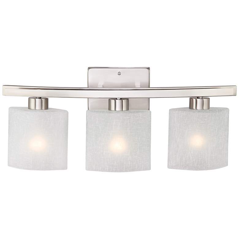 Image 3 Possini Euro Linen Glass 23 1/2"W Brushed Nickel Bath Light more views
