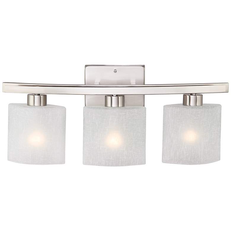 Image 3 Possini Euro Linen Glass 23 1/2 inchW Brushed Nickel Bath Light more views