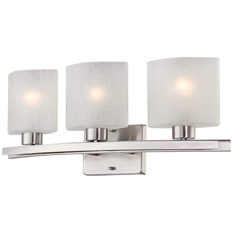 Image 4 Possini Euro Linen Glass 23 1/2"W Brushed Nickel Bath Light more views