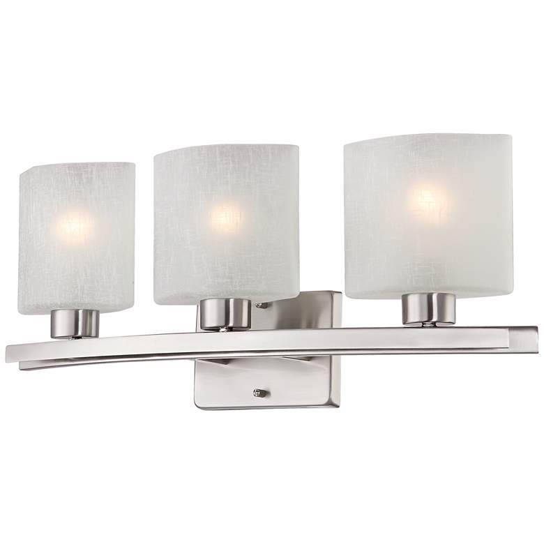 Image 4 Possini Euro Linen Glass 23 1/2 inchW Brushed Nickel Bath Light more views