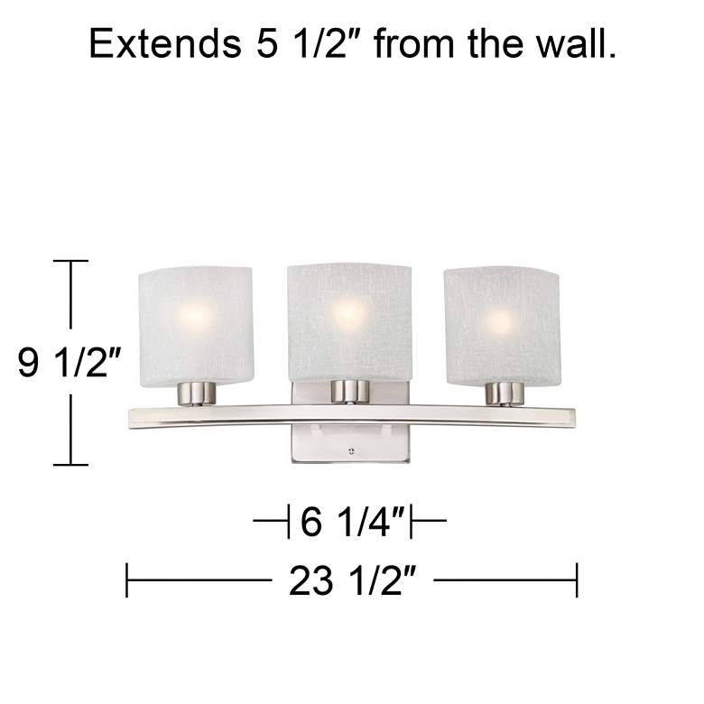 Image 5 Possini Euro Linen Glass 23 1/2"W Brushed Nickel Bath Light more views