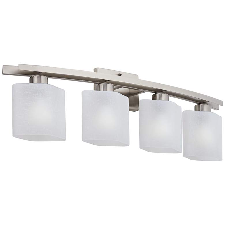 Image 5 Possini Euro Linen Glass 32 inch Wide Brushed Nickel Bath Light more views