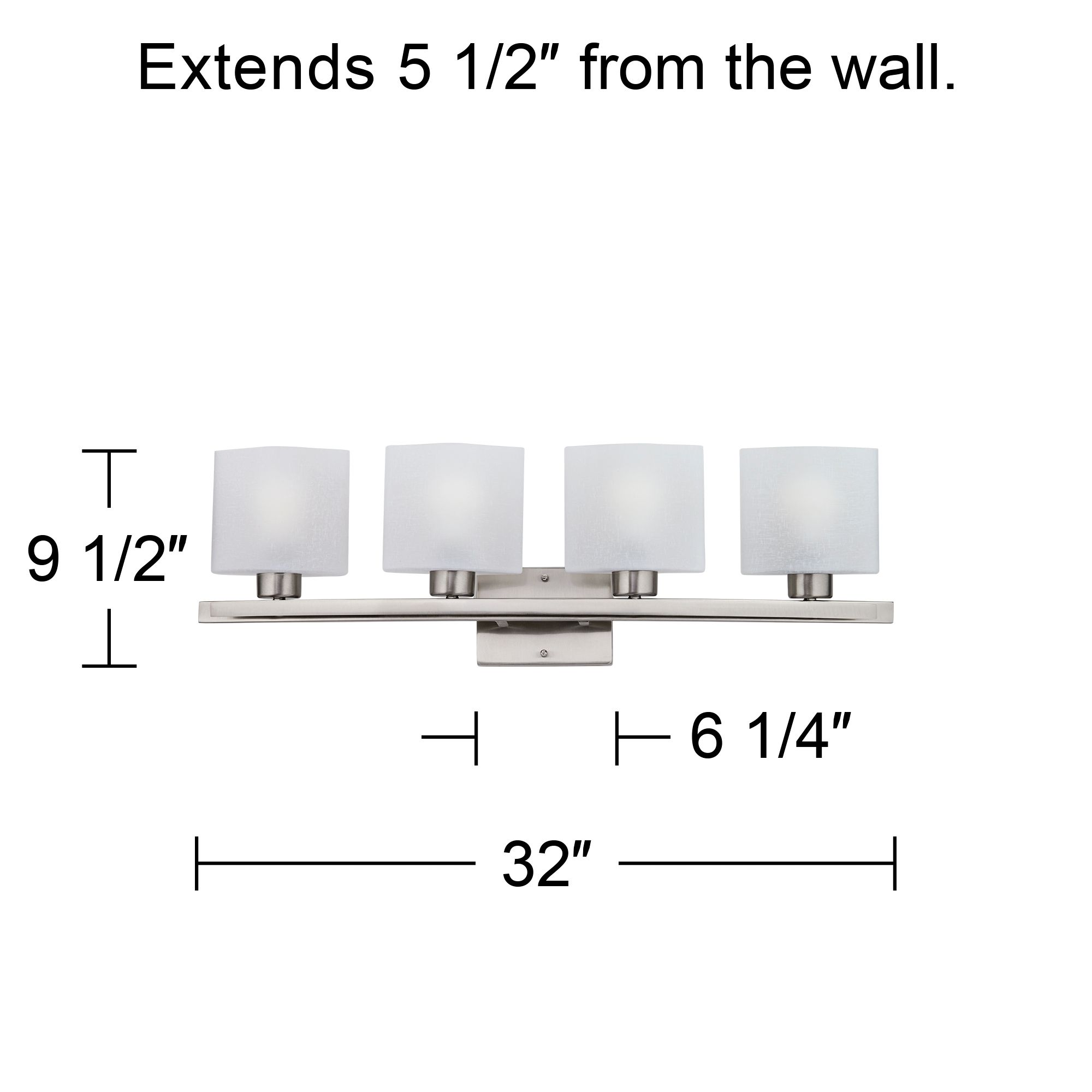 Possini Euro Linen Glass 32" Wide Brushed Nickel Bath Light in scene