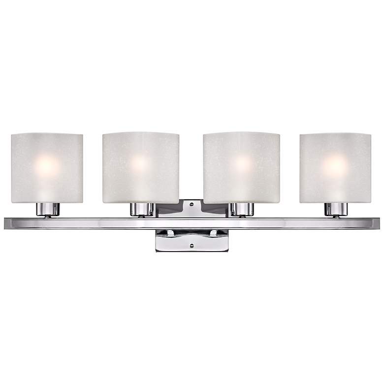 Image 2 Possini Euro Linen Glass 32" Wide Chrome 4-Light Modern Bath Light