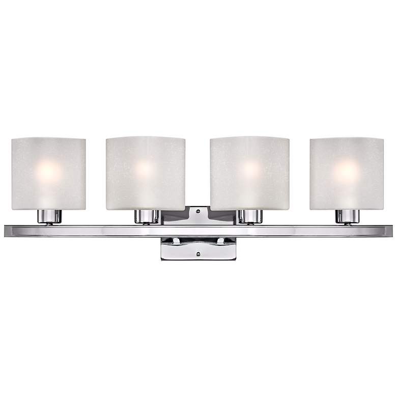 Image 2 Possini Euro Linen Glass 32 inch Wide Chrome 4-Light Modern Bath Light