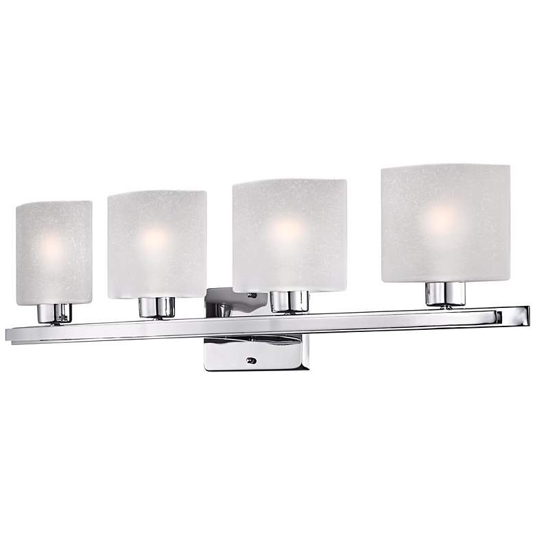 Image 4 Possini Euro Linen Glass 32" Wide Chrome 4-Light Modern Bath Light more views