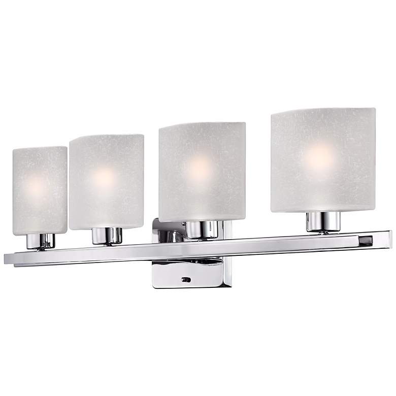 Image 5 Possini Euro Linen Glass 32 inch Wide Chrome 4-Light Modern Bath Light more views