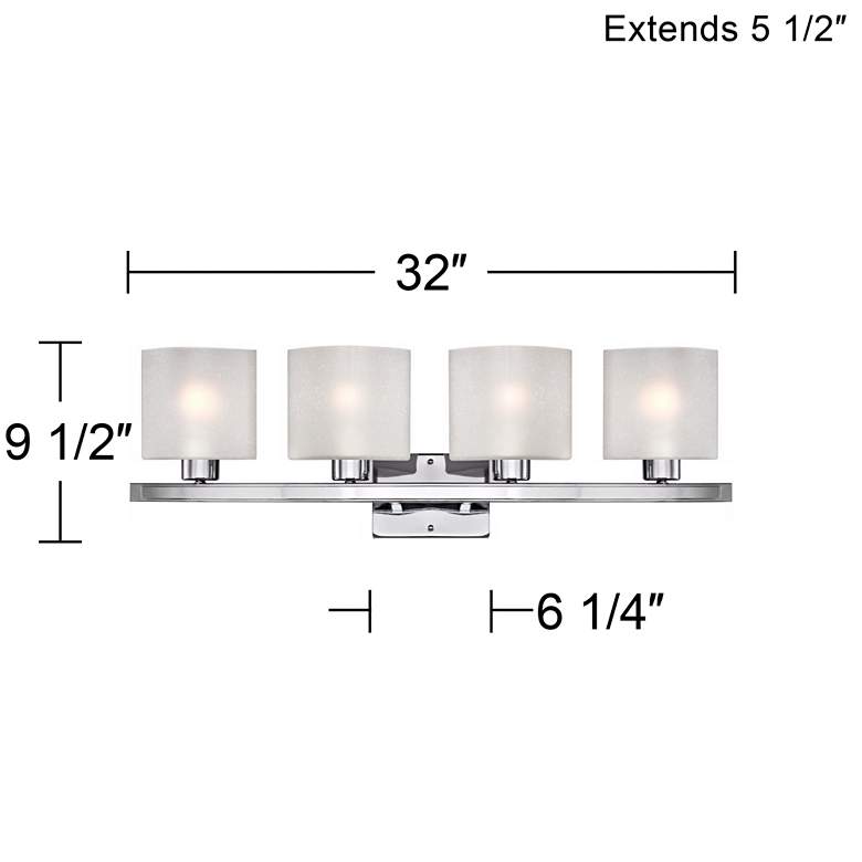 Image 6 Possini Euro Linen Glass 32" Wide Chrome 4-Light Modern Bath Light more views