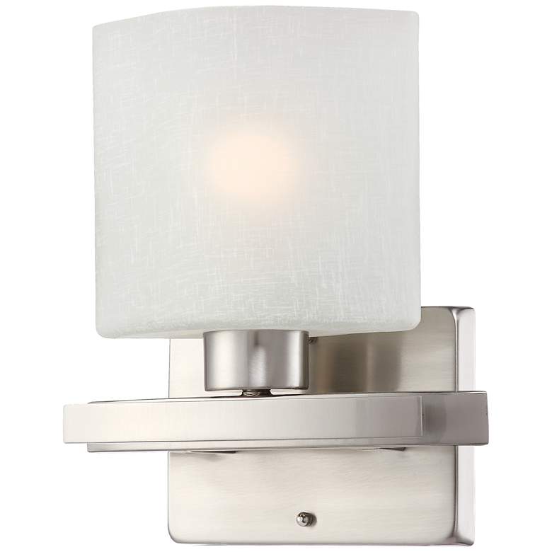 Image 3 Possini Euro Linen Glass 8 1/2"W Brushed Nickel Wall Sconce Set of 2 more views