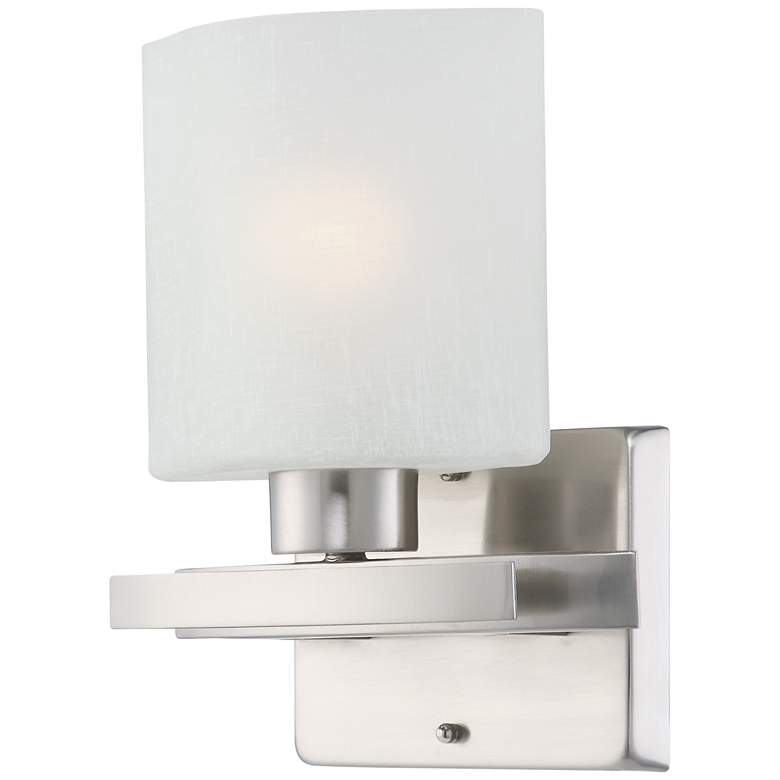 Image 4 Possini Euro Linen Glass 8 1/2"W Brushed Nickel Wall Sconce Set of 2 more views