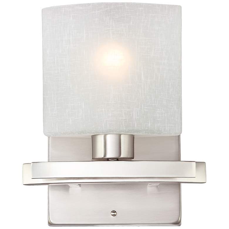 Image 3 Possini Euro Linen Glass 8 1/2"W Brushed Nickel Wall Sconce