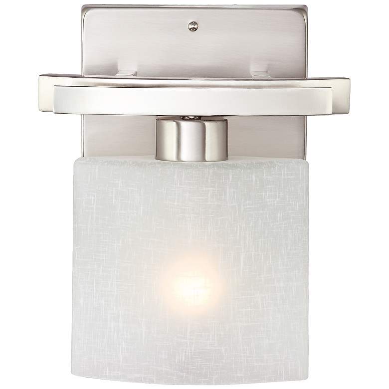Image 4 Possini Euro Linen Glass 8 1/2"W Brushed Nickel Wall Sconce more views