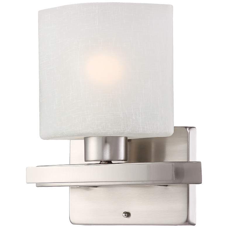 Image 5 Possini Euro Linen Glass 8 1/2 inchW Brushed Nickel Wall Sconce more views