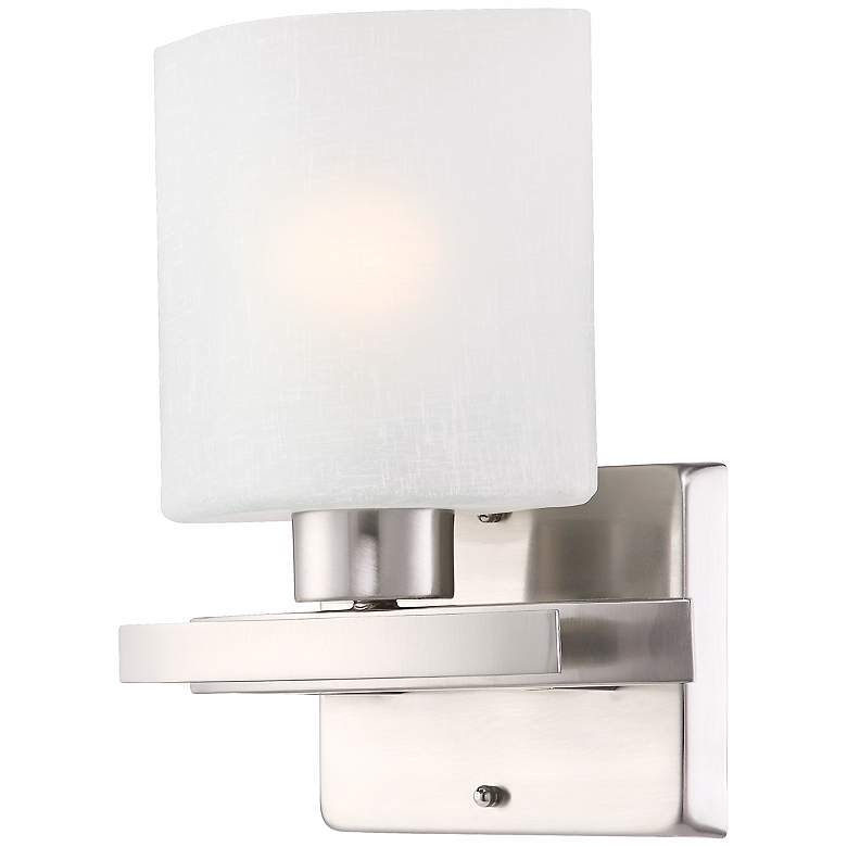 Possini Euro Linen Glass 8 1/2&quot;W Brushed Nickel Wall Sconce more views