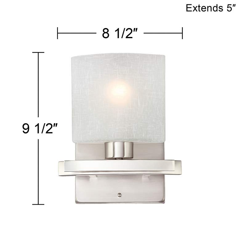 Image 7 Possini Euro Linen Glass 8 1/2 inchW Brushed Nickel Wall Sconce more views