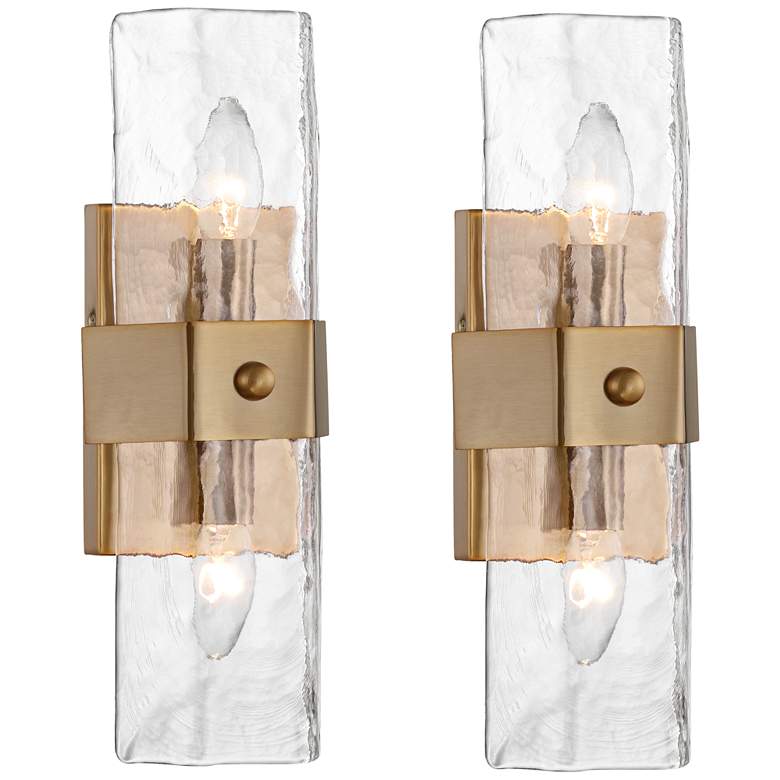 Image 2 Possini Euro Linnea 15" High Gold 2-Light Wall Sconce Set of 2