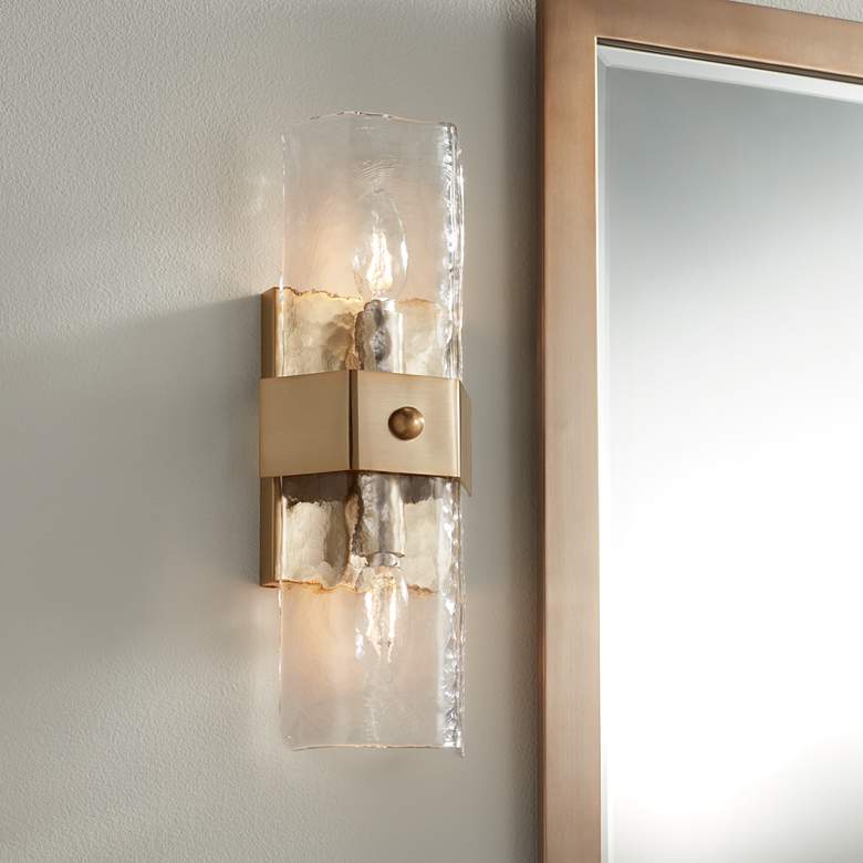 Image 1 Possini Euro Linnea 15" High Gold 2-Light Wall Sconce