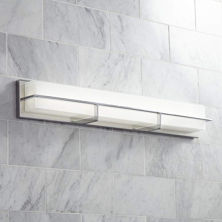 Image 1 Possini Euro Linx 33 1/2" Wide Chrome Linear LED Bath Light