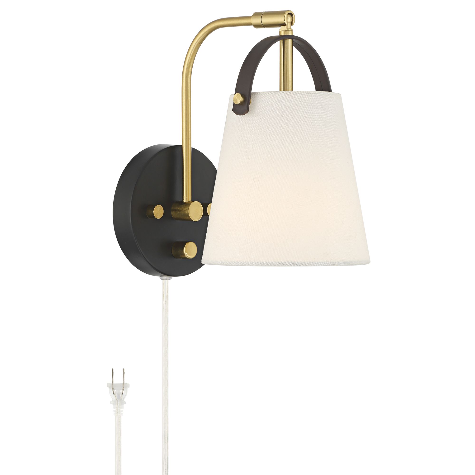 Image 2 Possini Euro Lismore 10" High Black Brass Swing-Arm Plug-In Wall Lamp