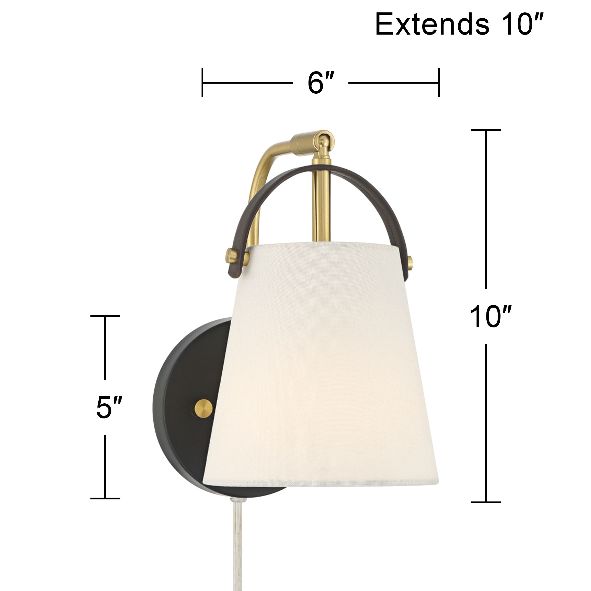 Possini Euro Lismore 10" High Black Brass Swing-Arm Plug-In Wall Lamp