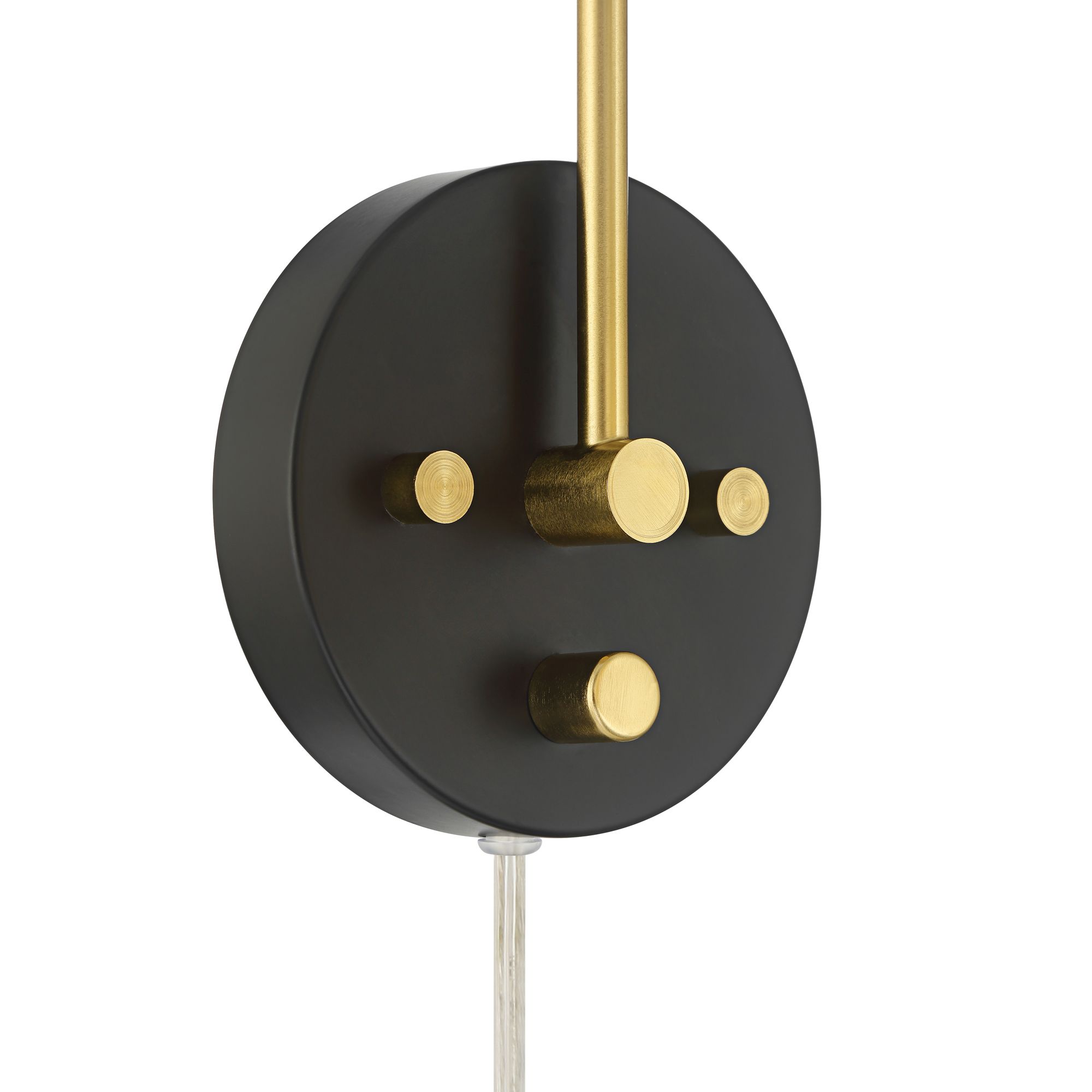 Image 4 Possini Euro Lismore 10" High Black Brass Swing-Arm Plug-In Wall Lamp more views
