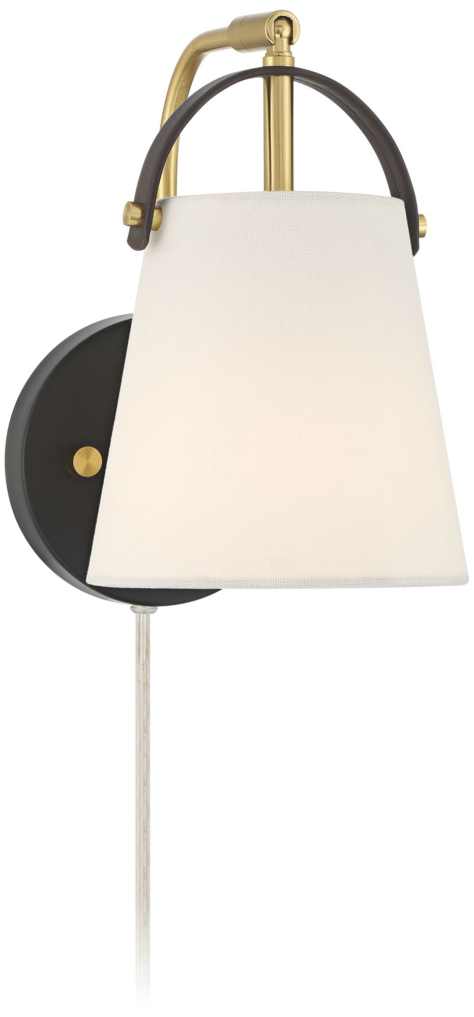 Image 7 Possini Euro Lismore 10" High Black Brass Swing-Arm Plug-In Wall Lamp more views