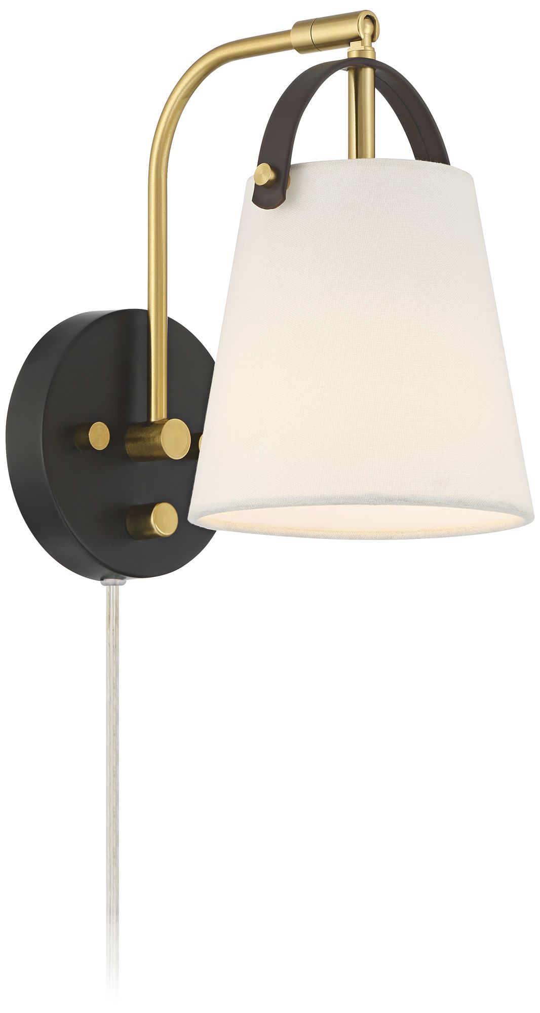 Possini Euro Lismore 10" High Black Brass Swing-Arm Plug-In Wall Lamp