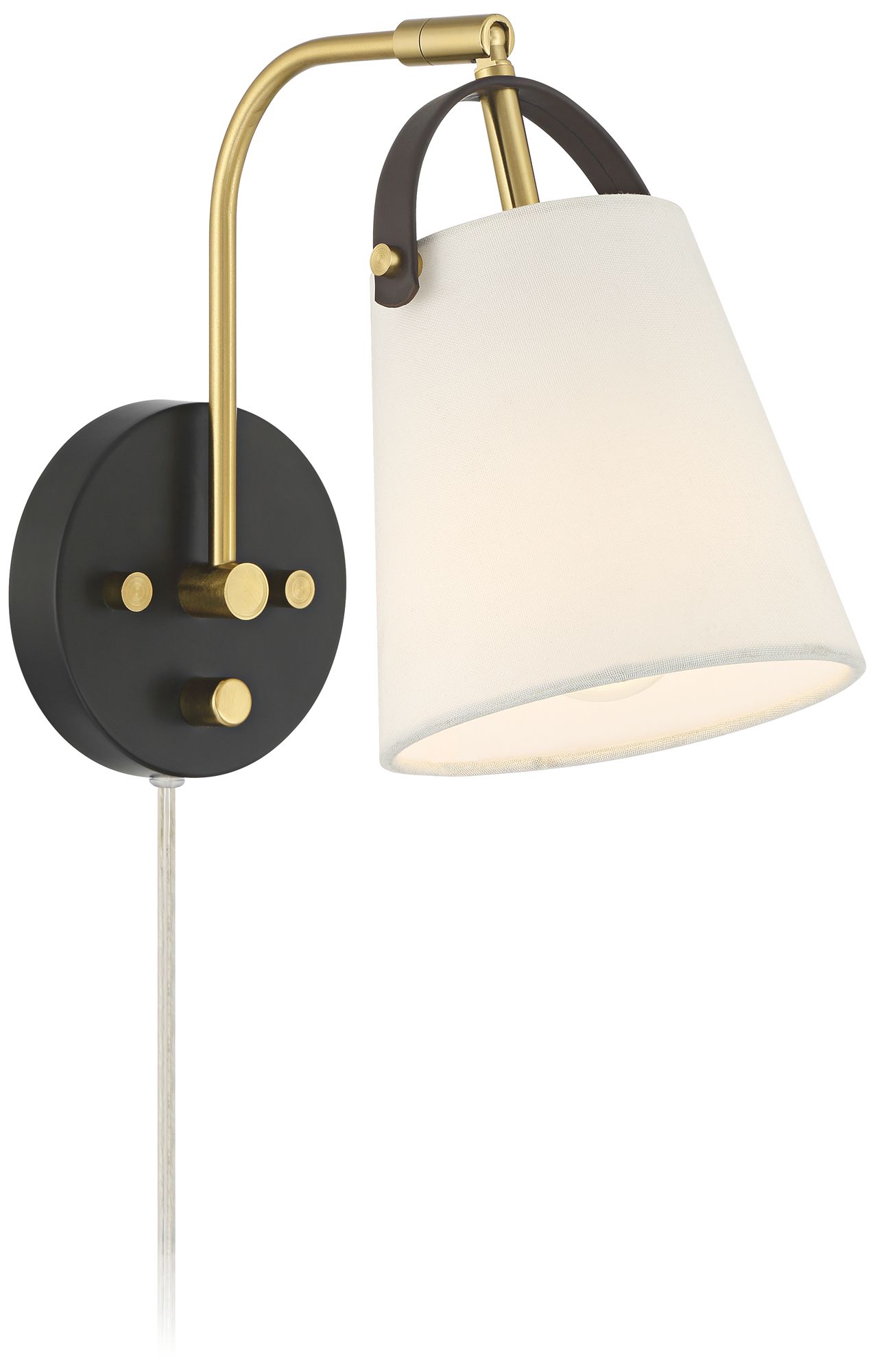 Possini Euro Lismore 10" High Black Brass Swing-Arm Plug-In Wall Lamp