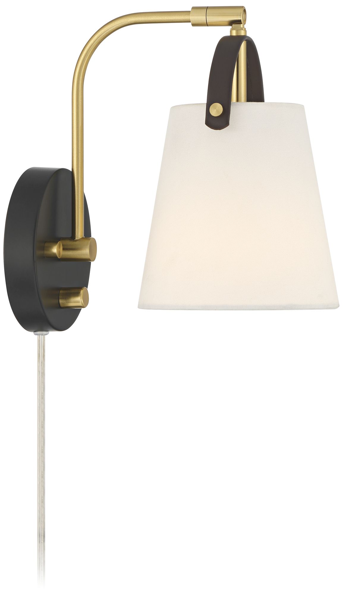 Possini Euro Lismore 10" High Black Brass Swing-Arm Plug-In Wall Lamp