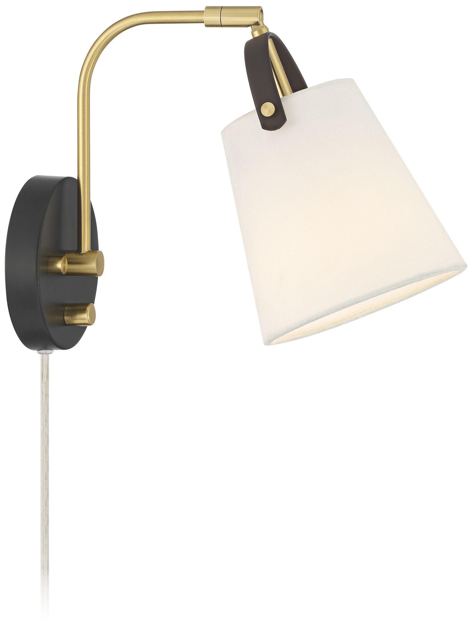 Possini Euro Lismore 10" High Black Brass Swing-Arm Plug-In Wall Lamp