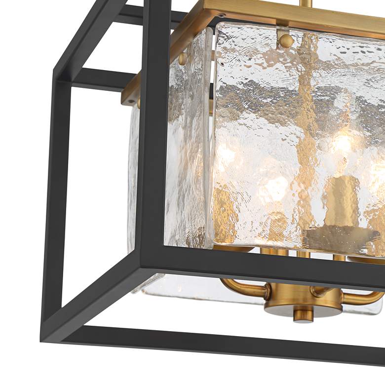 Image 3 Possini Euro Liston 14" Wide Ice Glass Black and Brass Ceiling Light more views