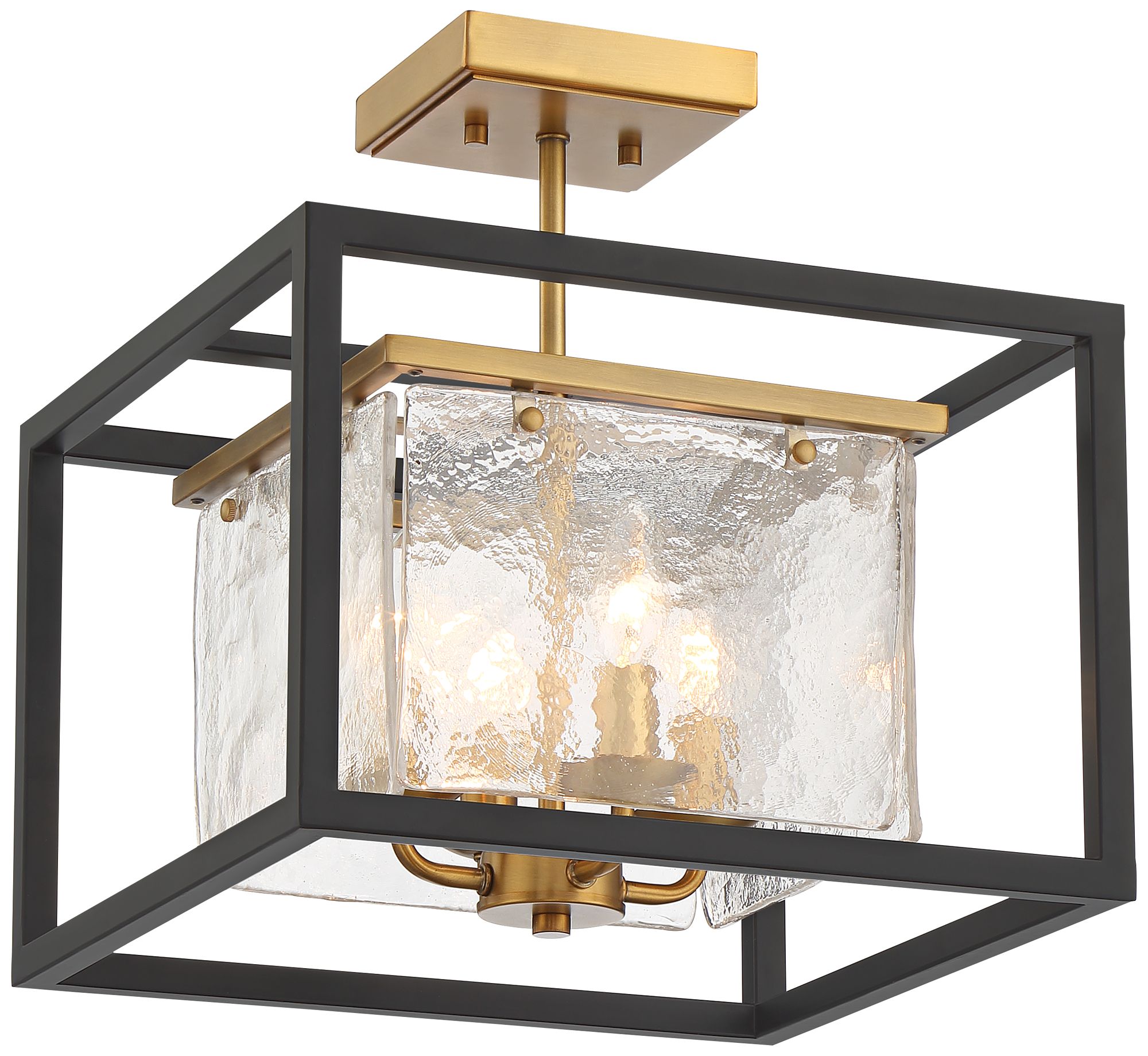 Image 3 Possini Euro Liston 14" Wide Water Glass Black and Brass Ceiling Light