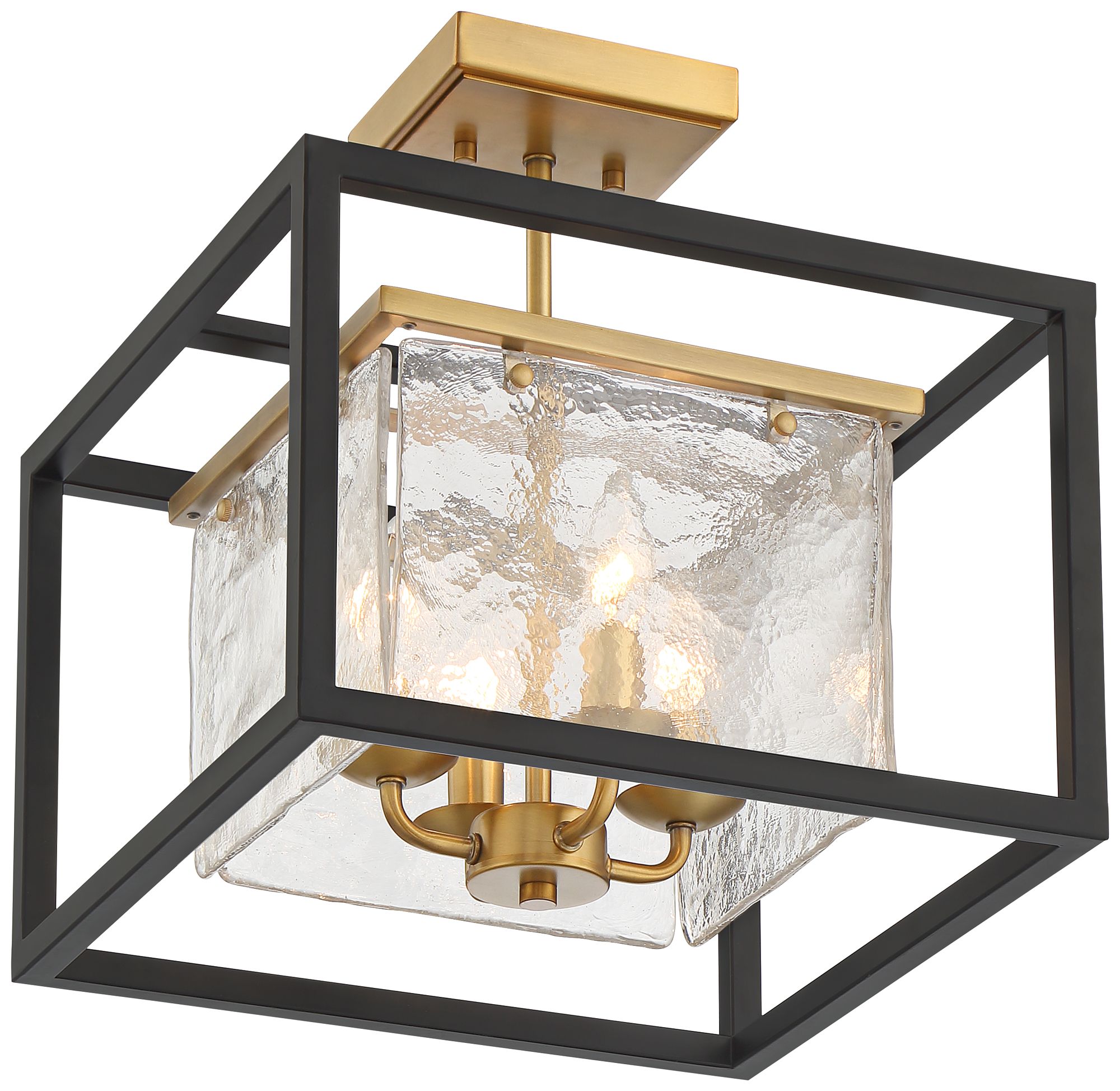 Image 5 Possini Euro Liston 14" Wide Water Glass Black and Brass Ceiling Light more views