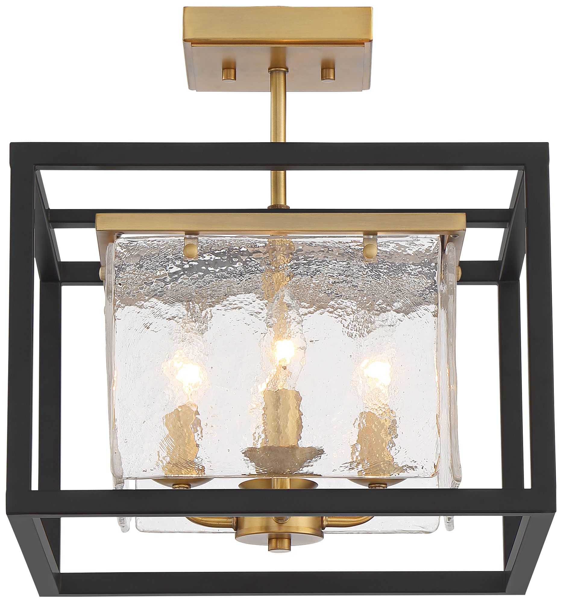 Image 6 Possini Euro Liston 14" Wide Water Glass Black and Brass Ceiling Light more views