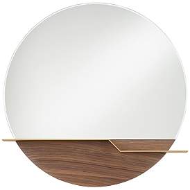 Image2 of Possini Euro Loft 31 1/2" Brown and Gold Round Wall Mirror