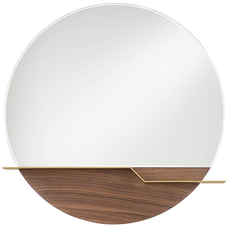 Image 2 Possini Euro Loft 31 1/2 inch Brown and Gold Round Wall Mirror