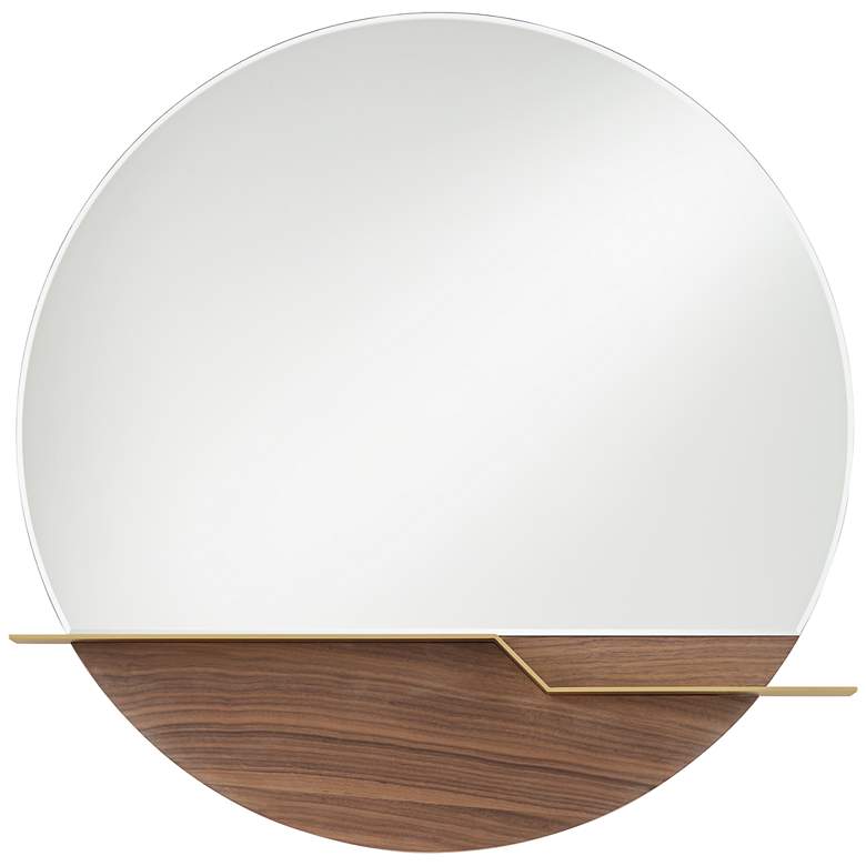 Image 3 Possini Euro Loft 31 1/2" Brown and Gold Round Wall Mirror