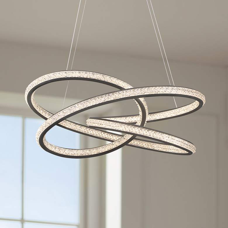 Image 1 Possini Euro London 21 inch Wide Sand Gray LED Spiral Pendant Light