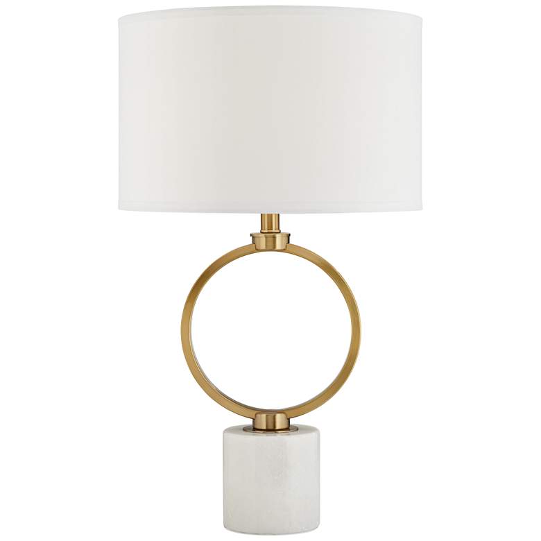 Image 2 Possini Euro Loop 27 1/2" Gold and White Marble Table Lamp
